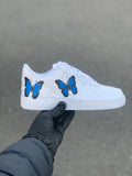 Butterfly Custom Air Force 1 Junior (Blue) - CustomSneakersGB
