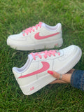Coloured swoosh Custom Nike Air Force 1 Junior (pink) - CustomSneakersGB