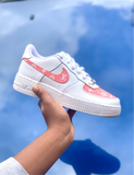 Louis Vuitton Inspired Custom Air Force 1 (White LV/Baby Pink) - CustomSneakersGB