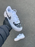 Louis Vuitton Custom Air Force 1 Junior (White LV/Black) - CustomSneakersGB
